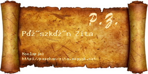 Pászkán Zita névjegykártya